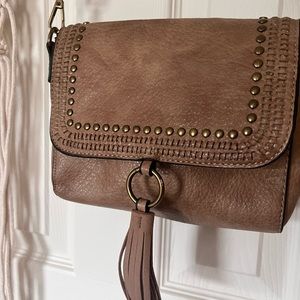Vici Dolls Brown Leather Studded Crossbody